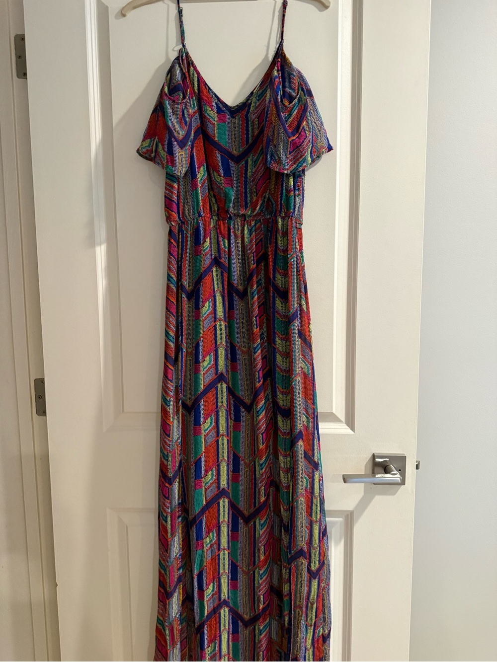 Ella Moss Multicolor Chevron Maxi Dress — Pink, Blue, Green, Red